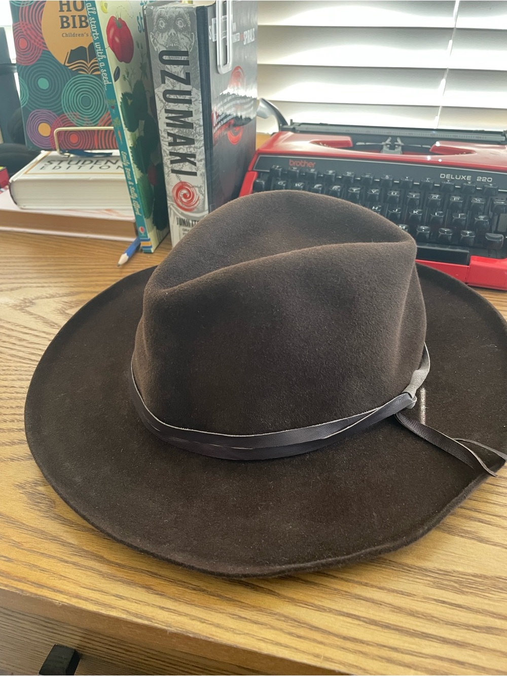 East Village Hats Brown Wool Felt Fedora Hat with Ribbon Trim